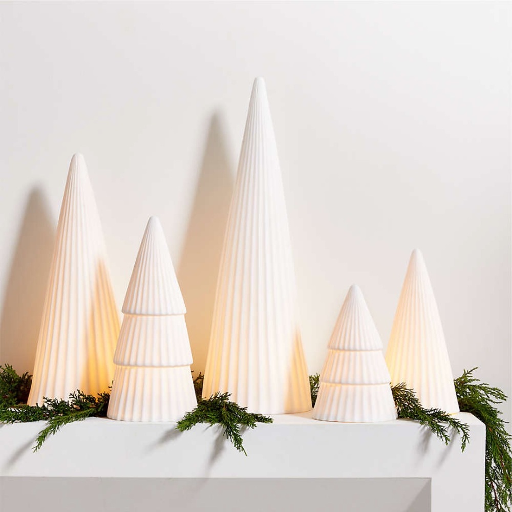 Crate&Barrel White Ceramic Lighted Tree MEDIUM